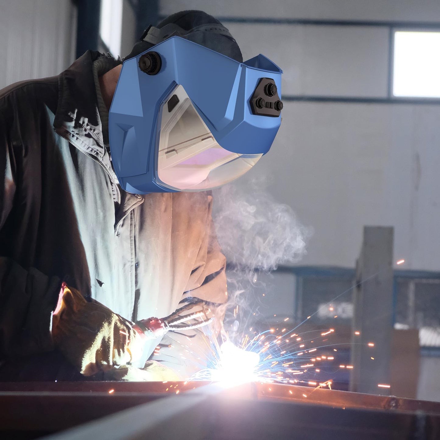 TRQWH Panoramic View Welding Helmet Auto Darkening Welding Hood True Color 4 Arc Sensor Welding Mask Large Viewing 3.94" x 3.15" Wide Shade 4/5-9/9-13 Weld Helmet for TIG MIG ARC Weld (TRQ-QJK04)