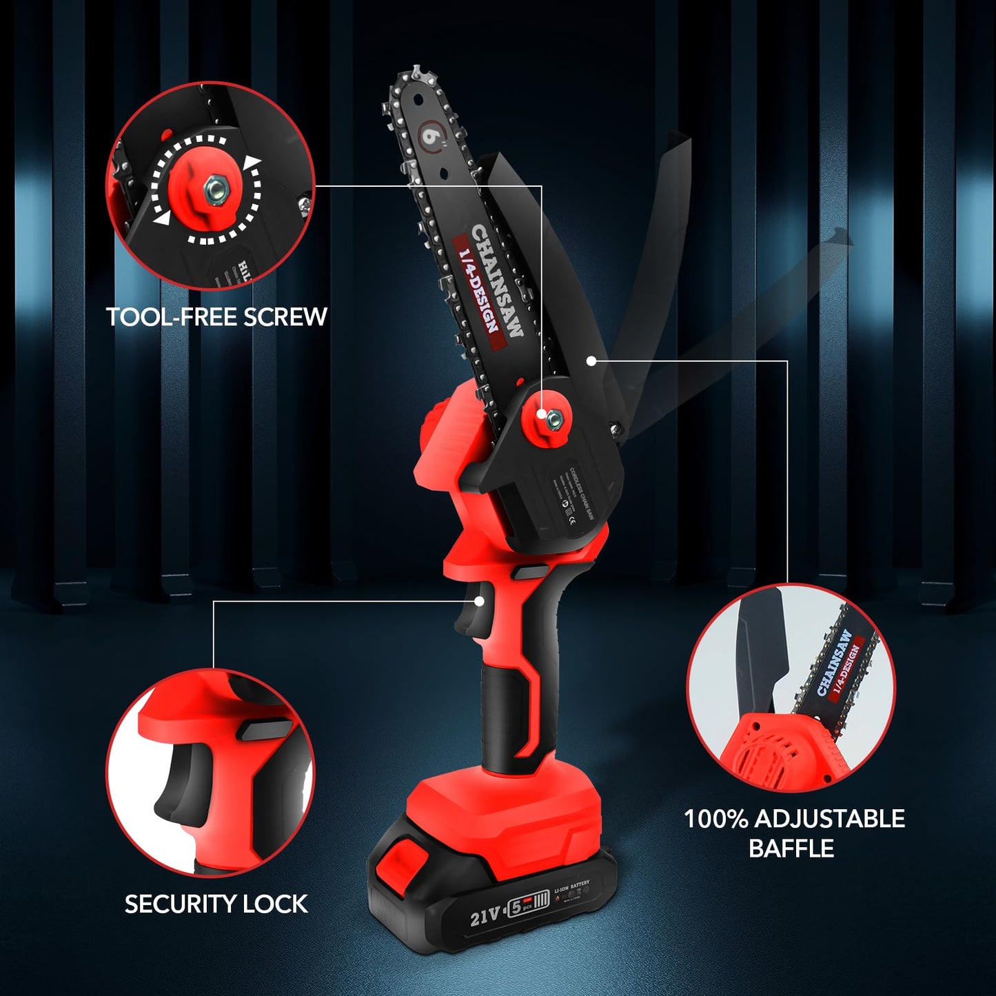 YesRight Mini Chainsaw Cordless Portable 6 Inch Handheld Chain Saw with Security Lock Small Electric Chainsaw with 2 Rechargeable Batteries for Wood Cutting Tree Trimming Gardening Camping