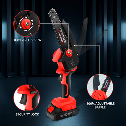 YesRight Mini Chainsaw Cordless Portable 6 Inch Handheld Chain Saw with Security Lock Small Electric Chainsaw with 2 Rechargeable Batteries for Wood Cutting Tree Trimming Gardening Camping