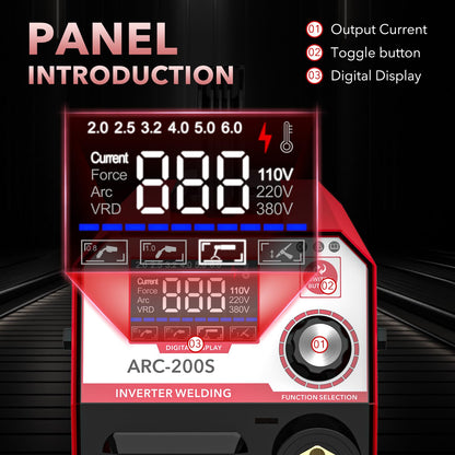 YesRight ARC200S Stick Welder Machine 110V 200A MMA Welding Machine Portable ARC Welder with IGBT Digital Display Hot Start for Outdoor Repairs Farms Home DIY