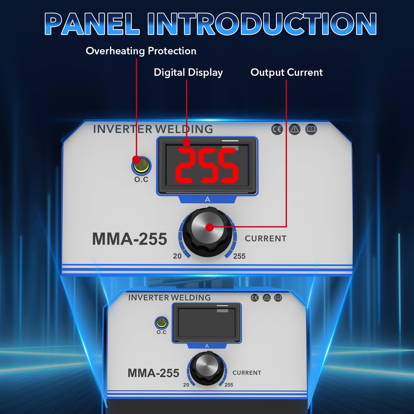 TRQWH 255A Welding Machine 110V/220V Stick Welder ARC Welder Machine IGBT Inverter Mini MMA Welder Tig/Mig Portable Welding Machine(255A)