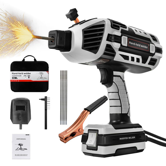 TRQWH Hand Held Welder Gun IGBT Inverter Welding Machine 110V ARC Portable Welder Handheld Welding Gun 5 Variable Current Adjustment Stick Welder, Fit for 1/16"-1/8" Welding Rods (Grey)