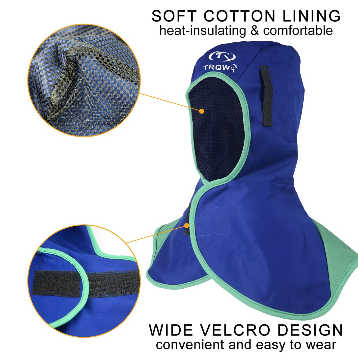 TRQWH Welding Hood Neck Protection - Heat and Abrasion Resistant Protective Head Cover, Welding Caps with Neck Shoulder Drape (Blue)