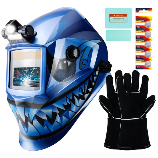 TRQWH Welding Hood Auto Darkening Welding Helmet with Light True Color 1/1/1/2 Top Optical Clarity Wide Shade 9-13 Welding Mask with Grinding Weld Helmet (KTS-JD03)