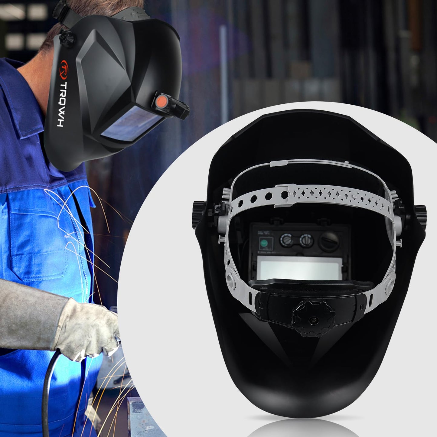 TRQWH Replacement Welding Helmet Headgear Adjustable Welding Hood Headgear with Sweatband Welder Helmet Accessories for Square Hole Welding Helmet