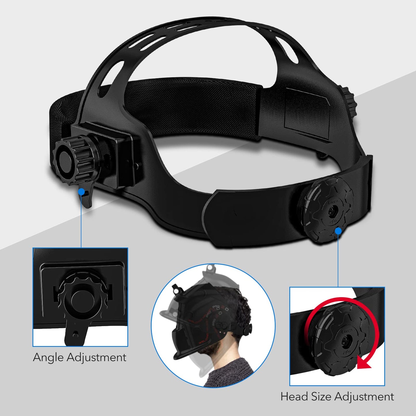 TRQWH Replacement Welding Helmet Headgear Adjustable Welding Hood Headgear with Sweatband Welder Helmet Accessories for Round Hole Welding Helmet