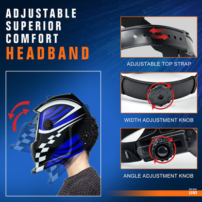 TRQWH Welding Hood Auto Darkening Welding Helmet with Light True Color 1/1/1/2 Top Optical Clarity Wide Shade 9-13 Welding Mask with Grinding Weld Helmet (TRQ-HD01)