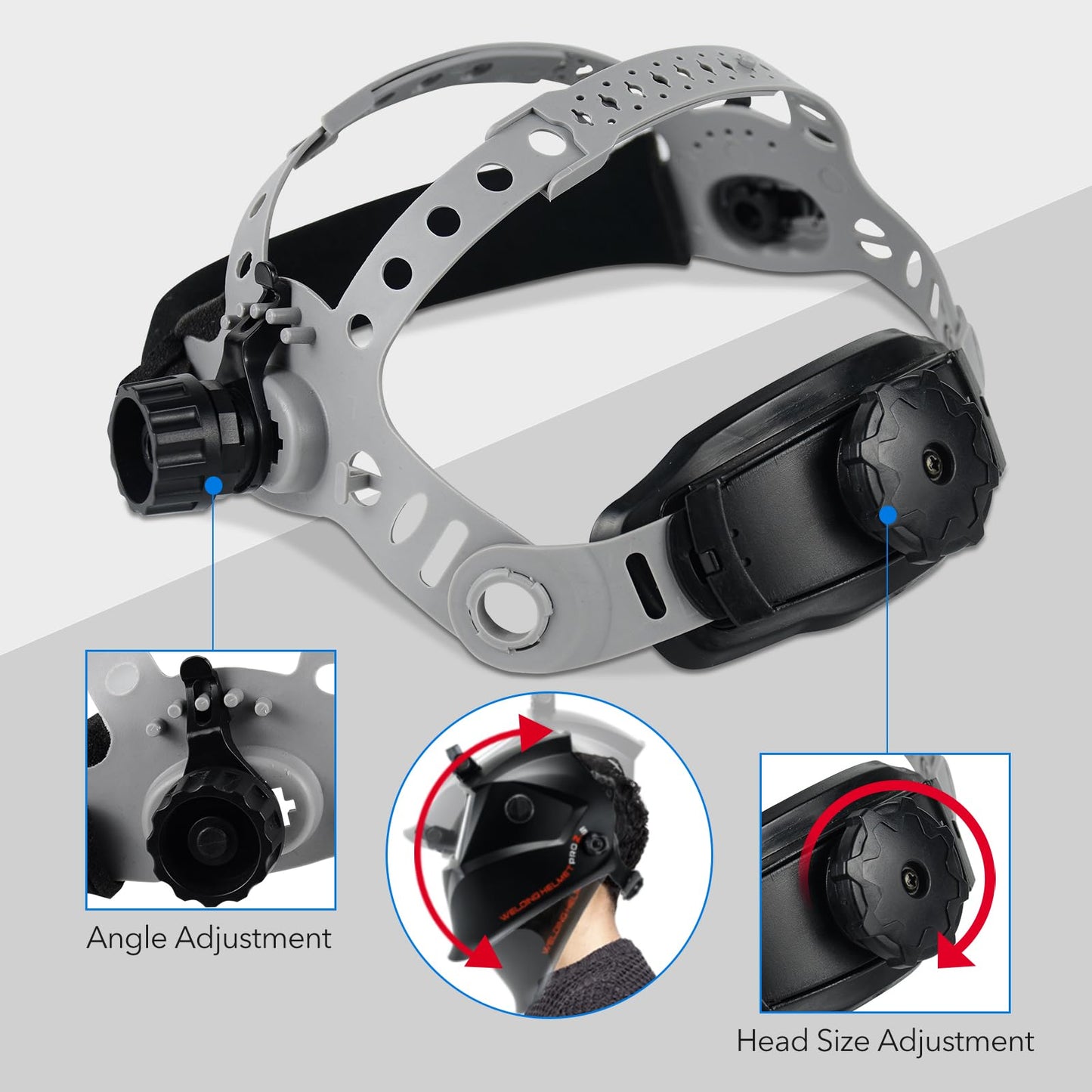 TRQWH Replacement Welding Helmet Headgear Adjustable Welding Hood Headgear with Sweatband Welder Helmet Accessories for Square Hole Welding Helmet