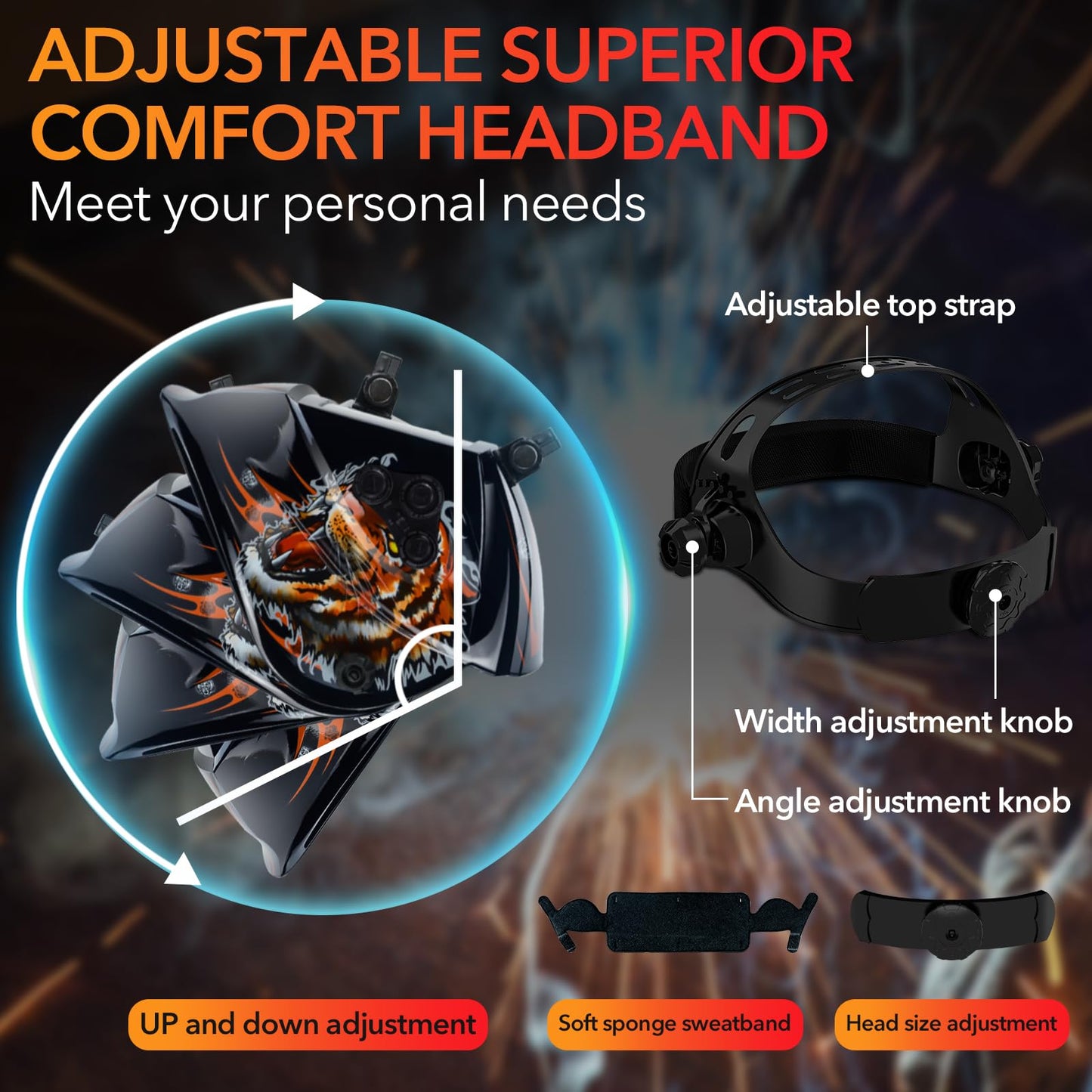 TRQWH Auto Darkening Welding Helmet Large Viewing True Color Solar Powered Welding Hood with 4 Arc Sensor Adjustable Wide Shade Range 4~5-8/9-13 Welder Mask for TIG MIG ARC Weld Plasma Cut Grinding