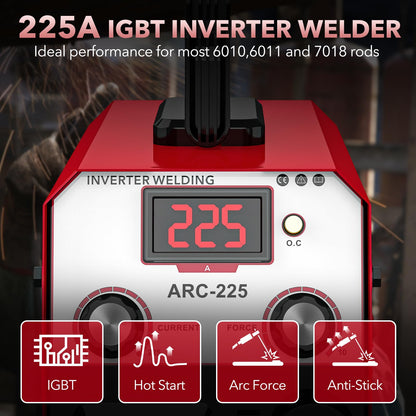 YesRight 225A Welding Machine 110V/220V Portable Stick Welder with Synergic Control, Small Welder Machine with Hot Start Arc force for Home DIY Handicrafts Maintenance