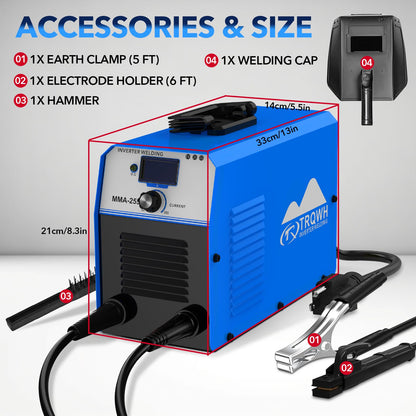 TRQWH 255A Welding Machine 110V/220V Stick Welder ARC Welder Machine IGBT Inverter Mini MMA Welder Tig/Mig Portable Welding Machine(255A)