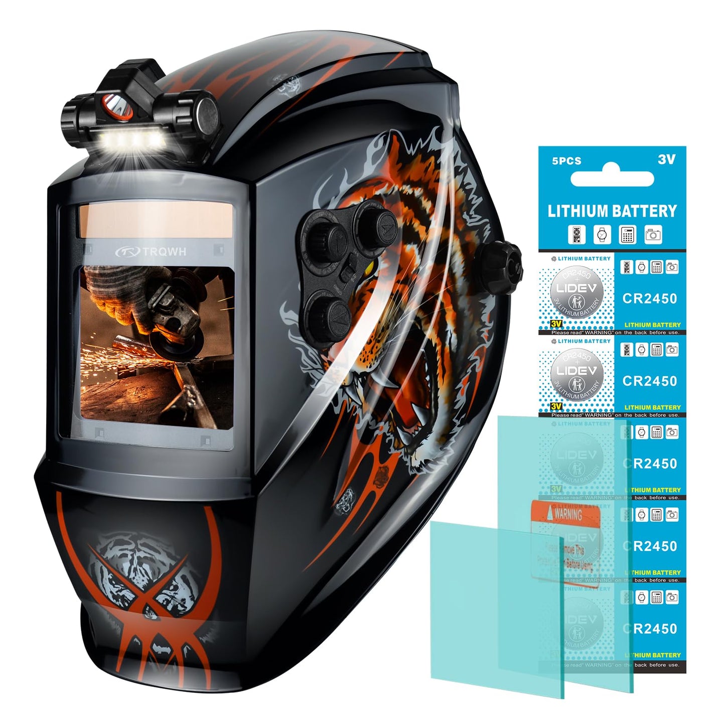 TRQWH Auto Darkening Welding Helmet Large Viewing True Color Solar Powered Welding Hood with 4 Arc Sensor Adjustable Wide Shade Range 4~5-8/9-13 Welder Mask for TIG MIG ARC Weld Plasma Cut Grinding