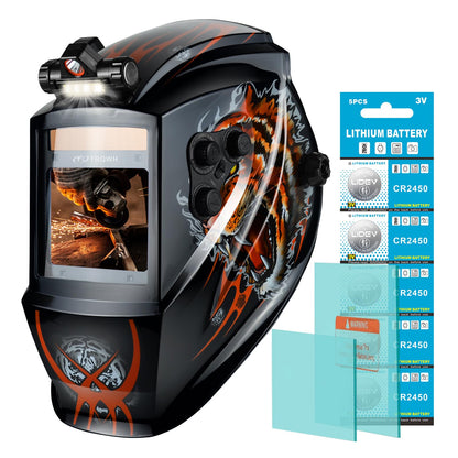TRQWH Auto Darkening Welding Helmet Large Viewing True Color Solar Powered Welding Hood with 4 Arc Sensor Adjustable Wide Shade Range 4~5-8/9-13 Welder Mask for TIG MIG ARC Weld Plasma Cut Grinding