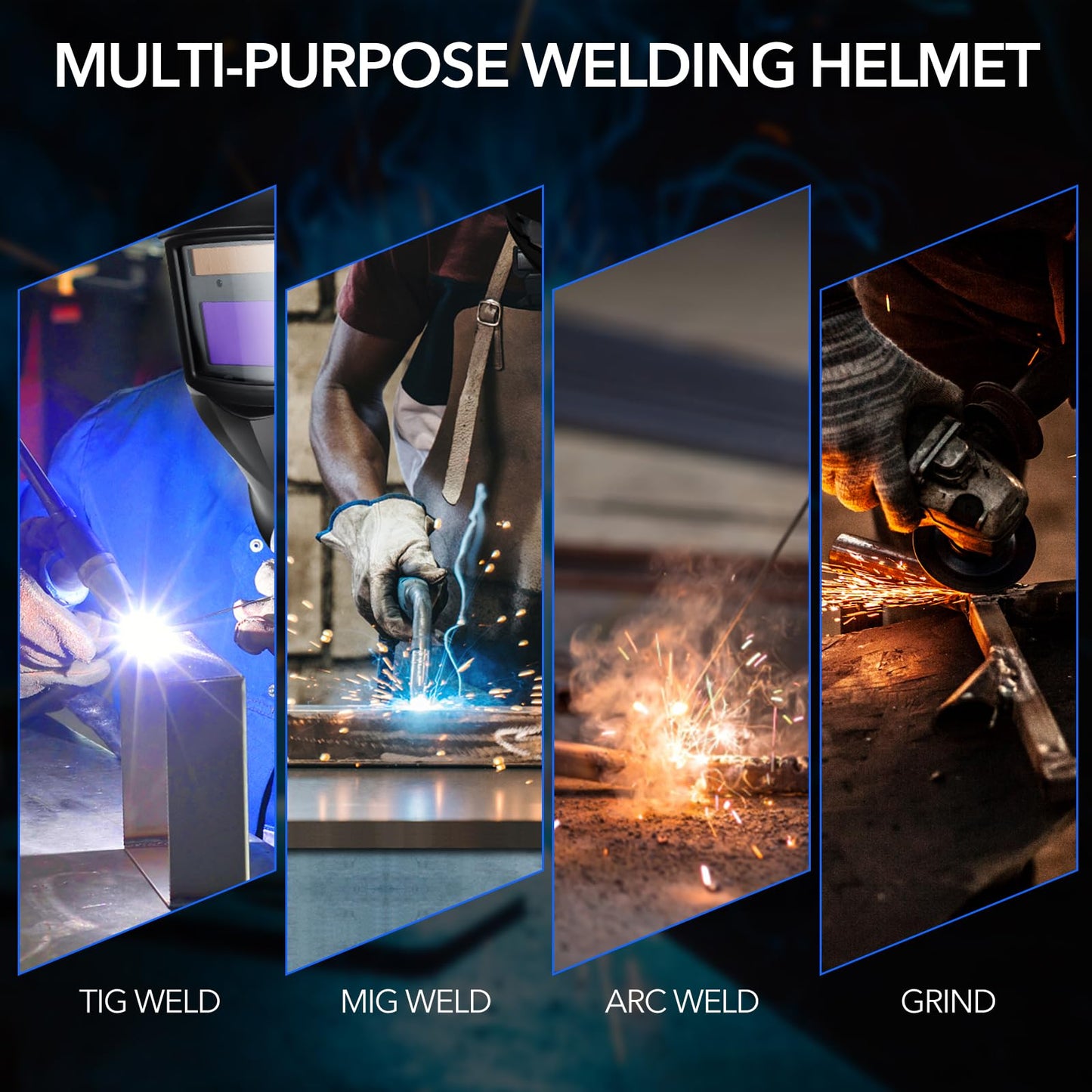TRQWH Welding Hood Auto Darkening Welding Helmet with Light True Color 1/1/1/2 Top Optical Clarity Wide Shade 9-13 Welding Mask with Grinding Weld Helmet (KTS-JD15)