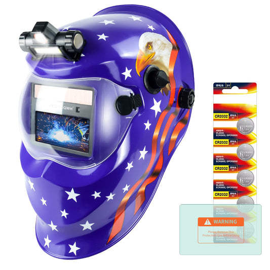 TRQWH Welding Helmet Auto Darkening Welding Hood with Light True Color 1/1/1/2 Top Optical Clarity Wide Shade 9-13 Welder Helmet Welding Mask with Grinding (KTS-KD10)