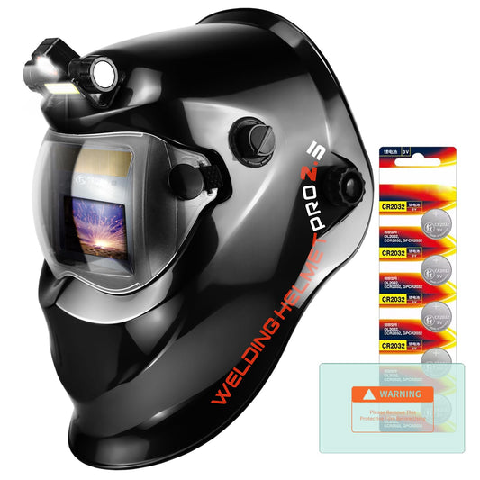 TRQWH Auto Darkening Welding Helmet with Light Solar Powered True Color Welding Hood 2 Arc Sensor Wide Shade 9-13 Welding Mask with Extra Grinding Mode Weld Helmet (KTS-KP01)