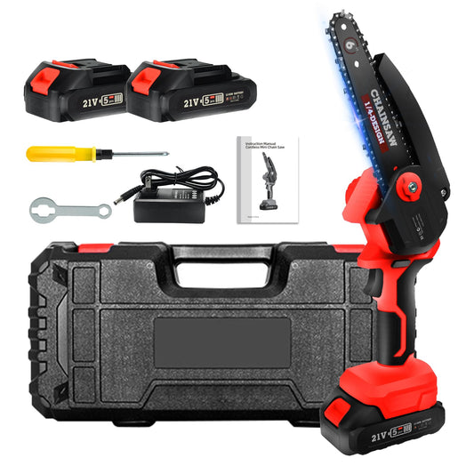 YesRight Mini Chainsaw Cordless Portable 6 Inch Handheld Chain Saw with Security Lock Small Electric Chainsaw with 2 Rechargeable Batteries for Wood Cutting Tree Trimming Gardening Camping