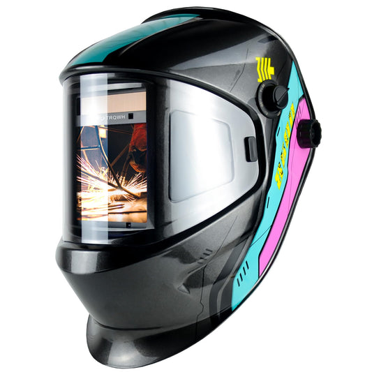 TRQWH Welding Helmet Auto Darkening Large Viewing True Color Solar Powered Welding Mask with 4 Arc Sensor Adjustable Wide Shade Range 4~5-8/9-13 Welder Mask with Grinding (TRQ-CSC002)
