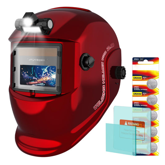 TRQWH Welding Helmet with Light True Color Auto Darkening Welding Helmets for Men Solar Powered Welding Hood with 2 Arc Sensor Wide Shade 4/9-13 for TIG MIG ARC Cool Welder Mask (TRQ-HS03)