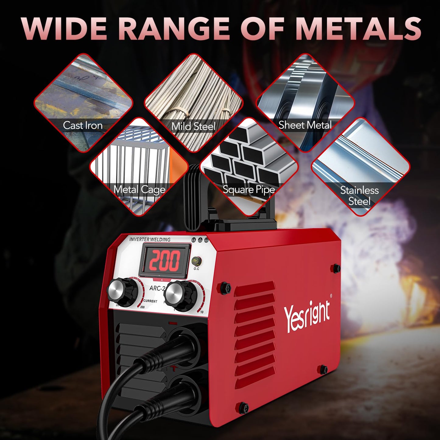 YesRight 200A Mini Stick Welder 110V Portable Welding Machine, IGBT Inverter Arc Welder Machine with Hot Start Arc Force Anti-Stick, for Beginners and Professionals Welder