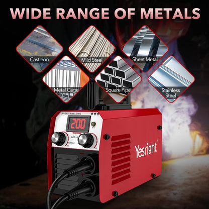 YesRight 200A Mini Stick Welder 110V Portable Welding Machine, IGBT Inverter Arc Welder Machine with Hot Start Arc Force Anti-Stick, for Beginners and Professionals Welder