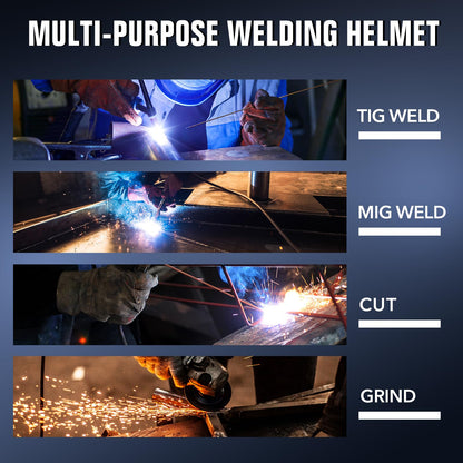 TRQWH Welding Helmet Auto Darkening Large Viewing True Color Solar Powered Welding Hood with 4 Arc Sensor Adjustable Wide Shade Range 4~5-8/9-13 Welder Mask for TIG MIG ARC Weld Plasma Cut Grinding