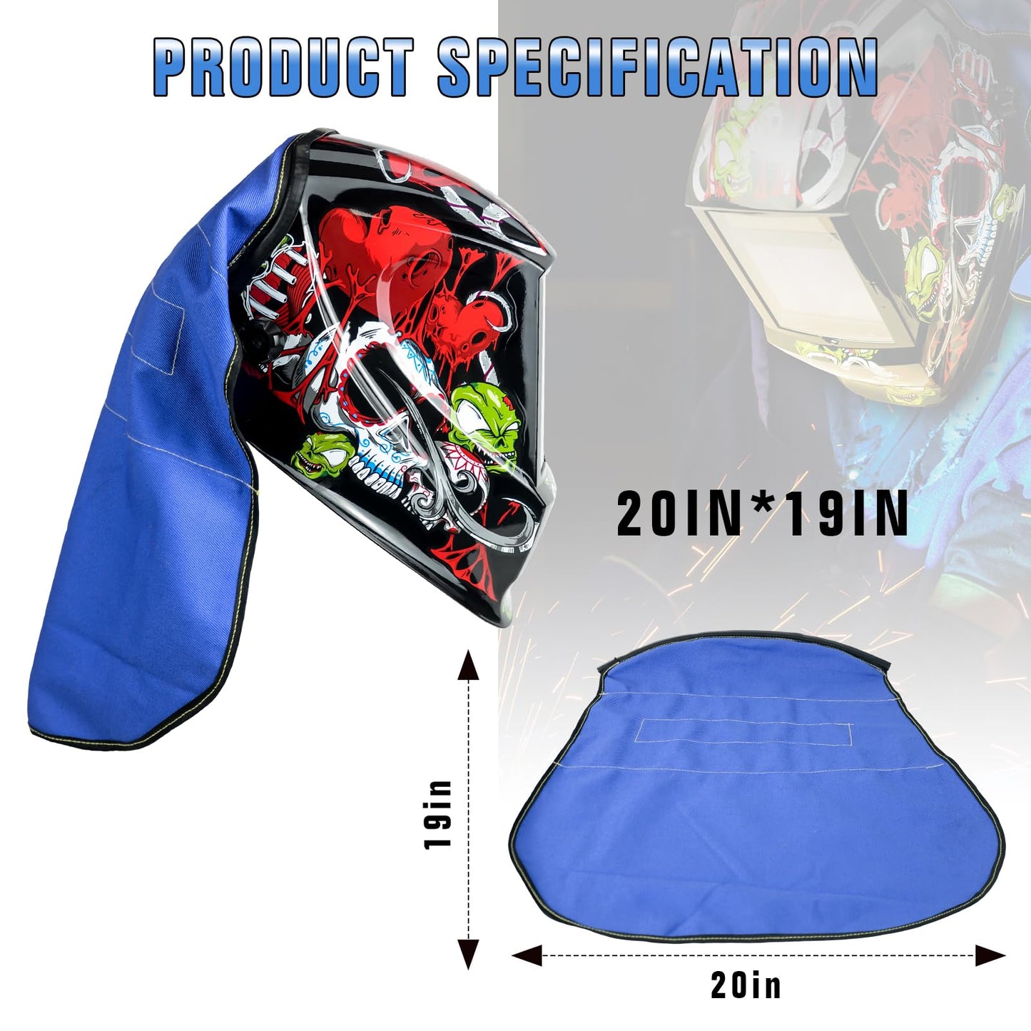 TRQWH Welding Helmet Bib Cover Extended Split Wrap-Around Helmet Back Cover with Press Fit Seal, for Most Welding Helmets (TRQ-WHKZZ)