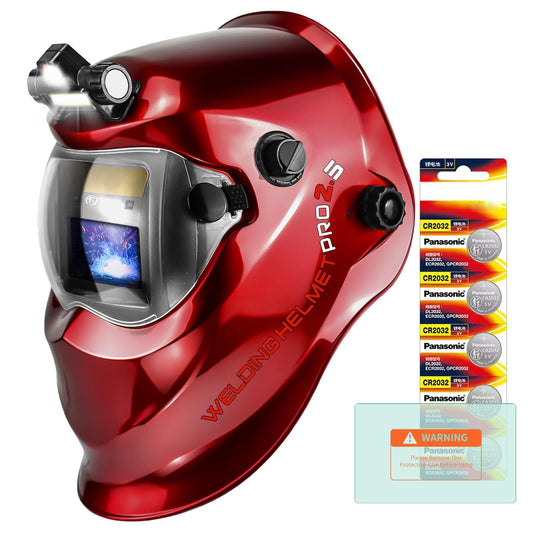 TRQWH Auto Darkening Welding Helmet with Light Solar Powered True Color Welding Hood 2 Arc Sensor Wide Shade 9-13 Welding Mask with Extra Grinding Mode Weld Helmet (KTS-KP03)