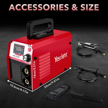 YesRight ARC200S Stick Welder Machine 110V 200A MMA Welding Machine Portable ARC Welder with IGBT Digital Display Hot Start for Outdoor Repairs Farms Home DIY