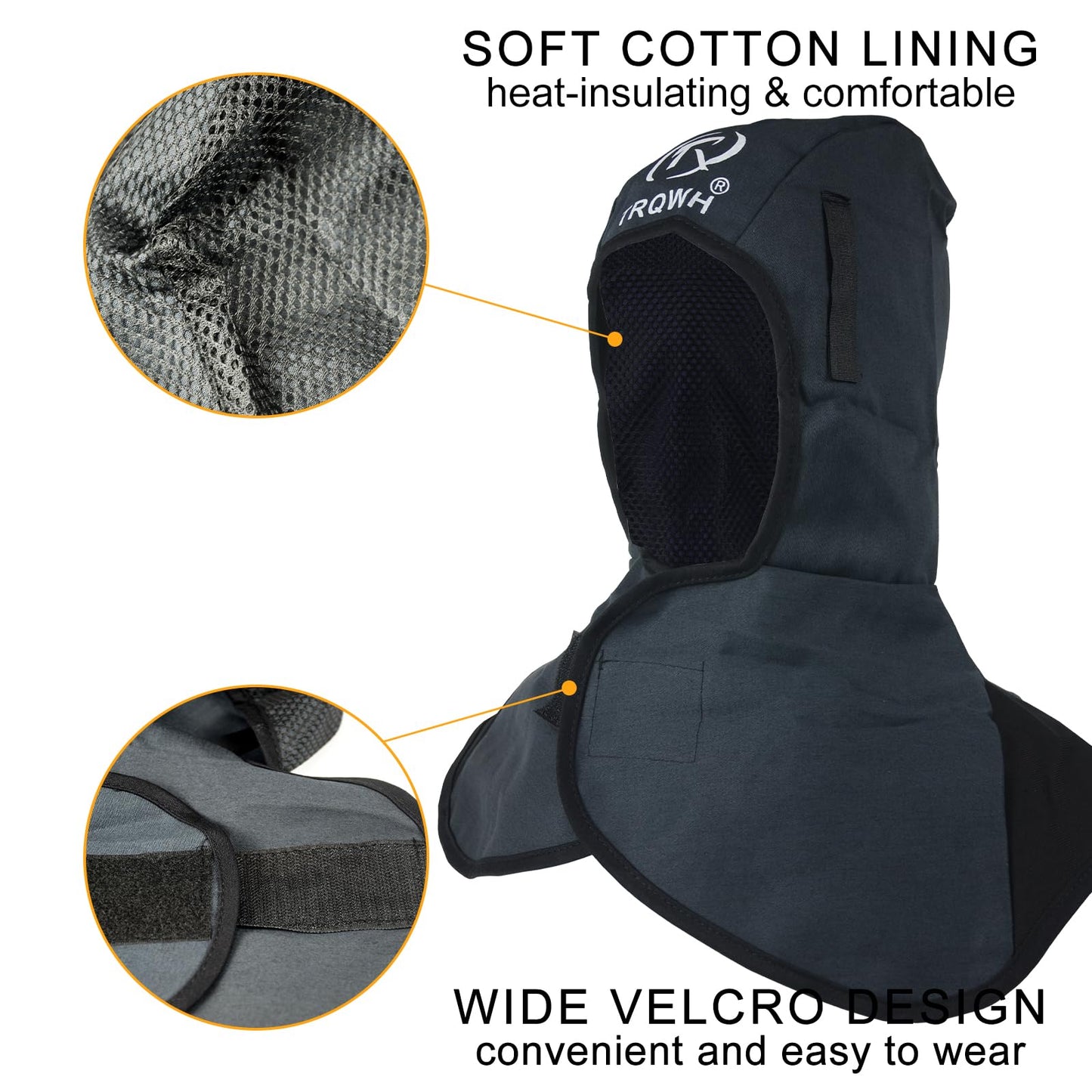 TRQWH Welding Hood Neck Protection - Heat and Abrasion Resistant Protective Head Cover, Welding Caps with Neck Shoulder Drape (Grey)