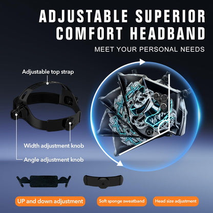 TRQWH Welding Helmet Auto Darkening Large Viewing True Color Solar Powered Welding Mask with 4 Arc Sensor Adjustable Wide Shade Range 4~5-8/9-13 Welder Mask with Grinding (TRQWH-LD14)