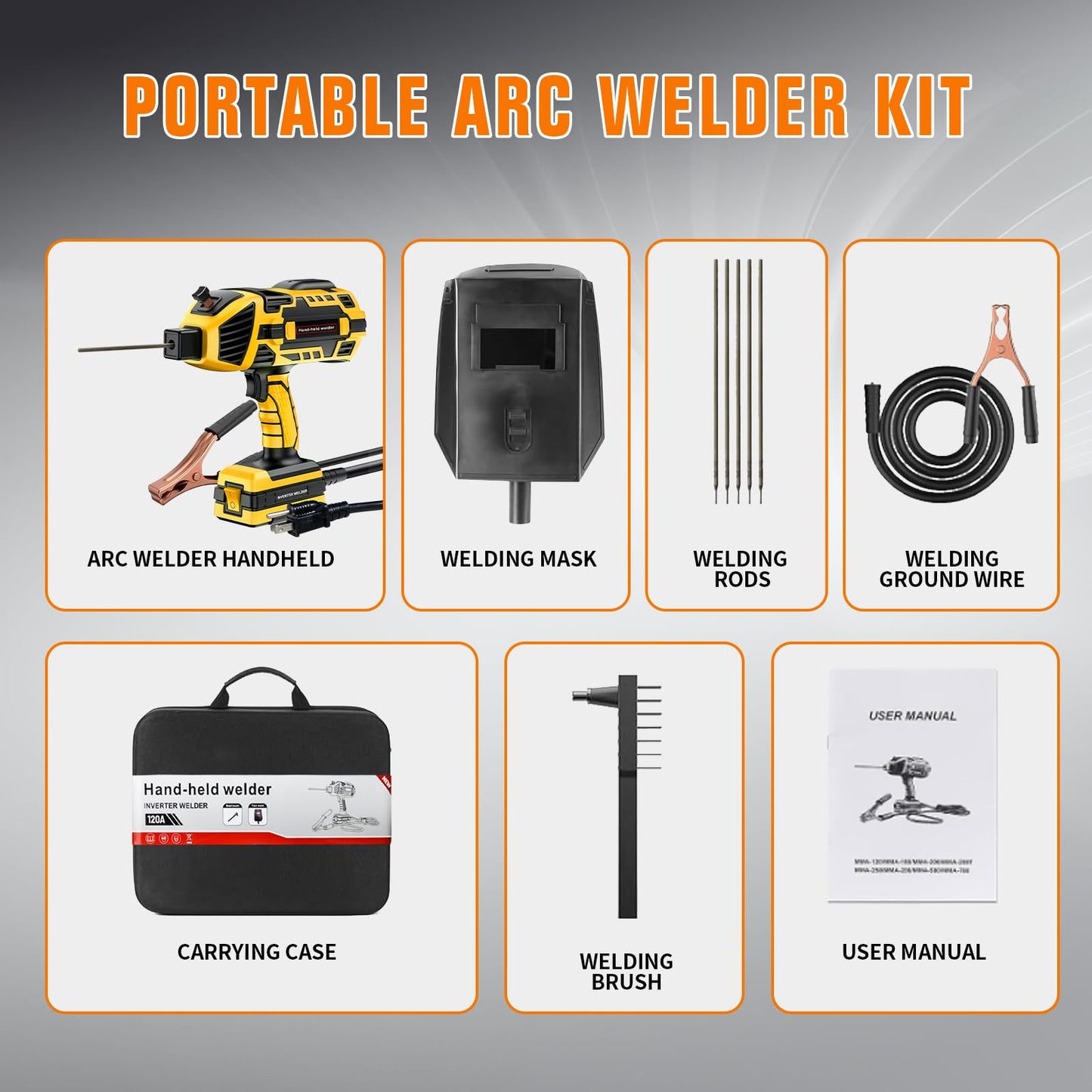 YesRight Handheld Welding Machine 110V 120A Portable Electric Welder Machine ARC Welder Gun with IGBT Inverter 5 Variable Current Adjustment for 3/32"-1/8" Welding Rod Tool