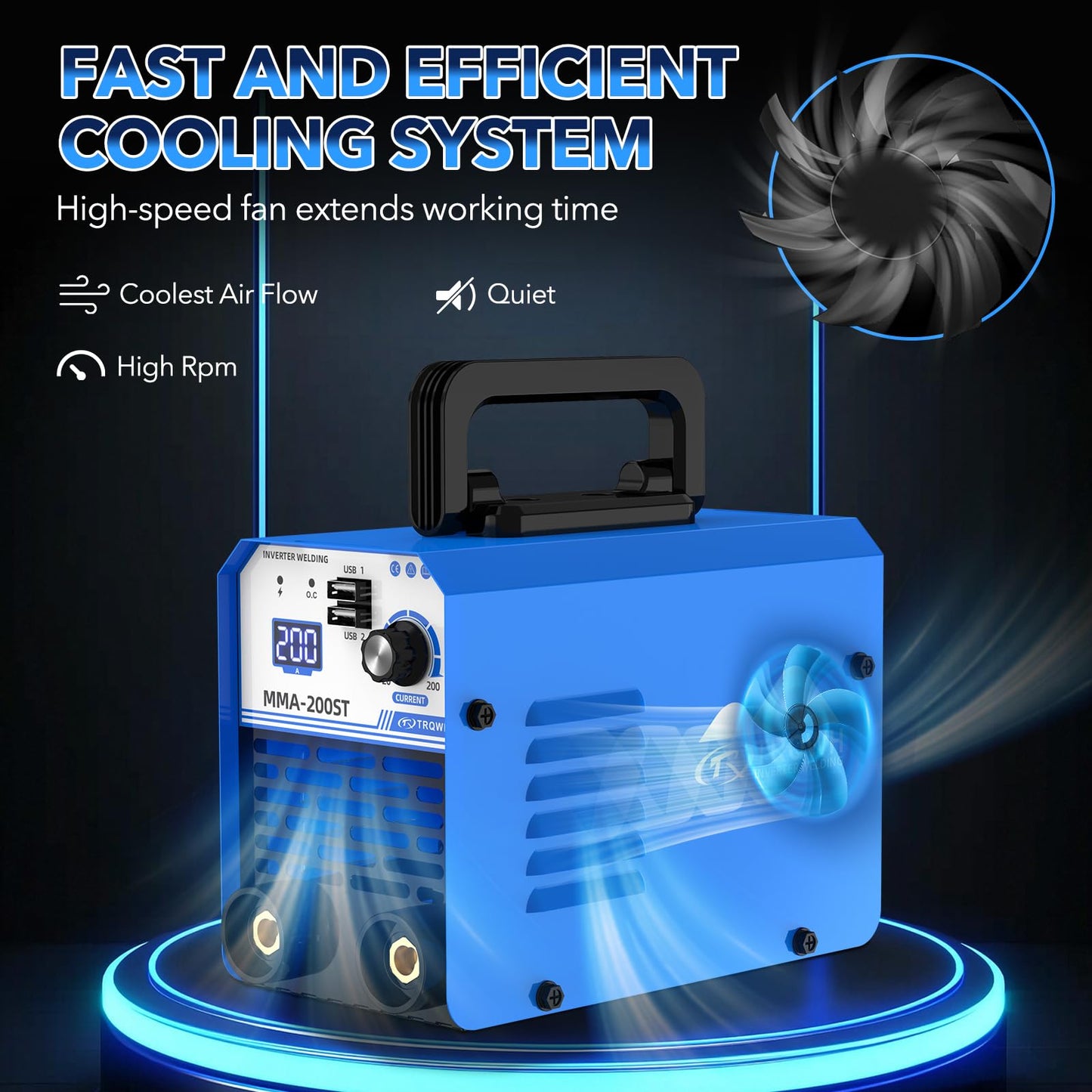 TRQWH 200A MMA Welding Machine 110V Stick Welder Machine Portable ARC Welder with IGBT Digital Display Hot Start for Beginners and Professionals Welder