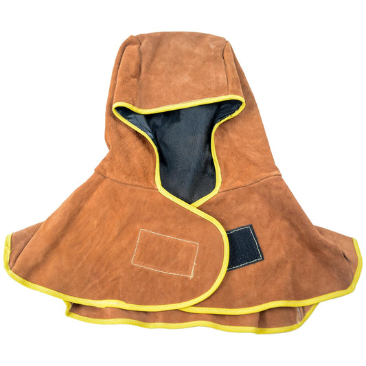 TRQWH Leather Welding Hood with Neck Shoulder Drape Protective Cover Flame Retardant Heat Resistant Welding Neck Protector