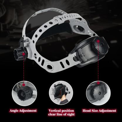 Welding Helmet Headgear - TRQWH Welding Hood Replacement Headgear Welding Helmet Accessories Welding Head gear with Sweatband for Round Square Hole Helmet, Adjustable (grey-round hole)