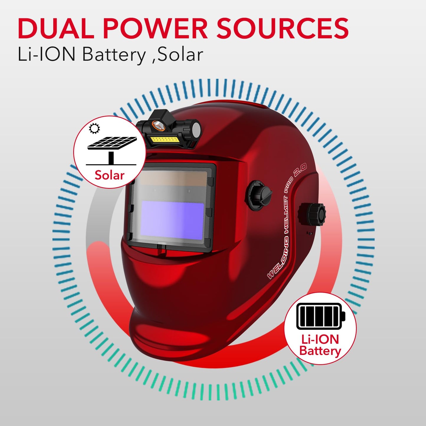 TRQWH Welding Helmet with Light True Color Auto Darkening Welding Helmets for Men Solar Powered Welding Hood with 2 Arc Sensor Wide Shade 4/9-13 for TIG MIG ARC Cool Welder Mask (TRQ-HS03)