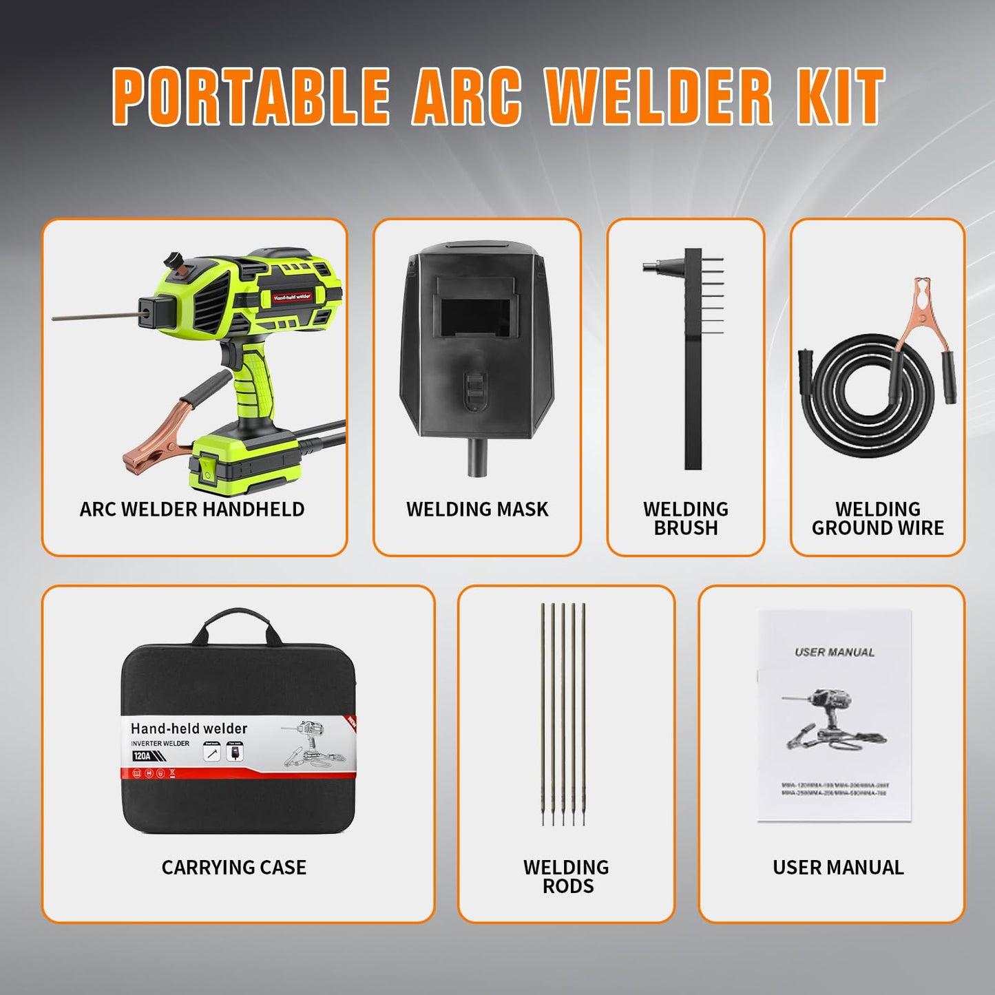 YesRight 120A Welding Machine Handheld 110V Portable Electric ARC Welder Gun Hand Held Welder Machine with IGBT Inverter 5 Variable Current Adjustment for 1/16''-1/8'' Welding Rods