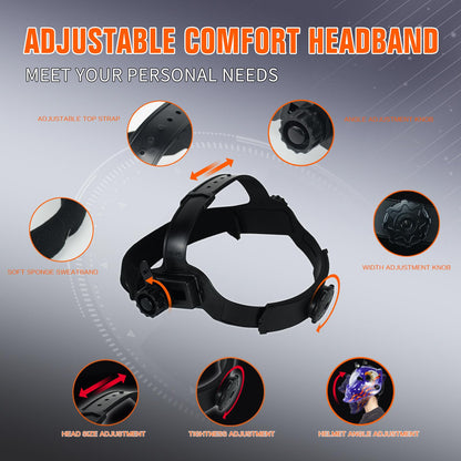 TRQWH Welding Helmet Auto Darkening Welding Hood with Light True Color 1/1/1/2 Top Optical Clarity Wide Shade 9-13 Welder Helmet Welding Mask with Grinding (KTS-KD10)