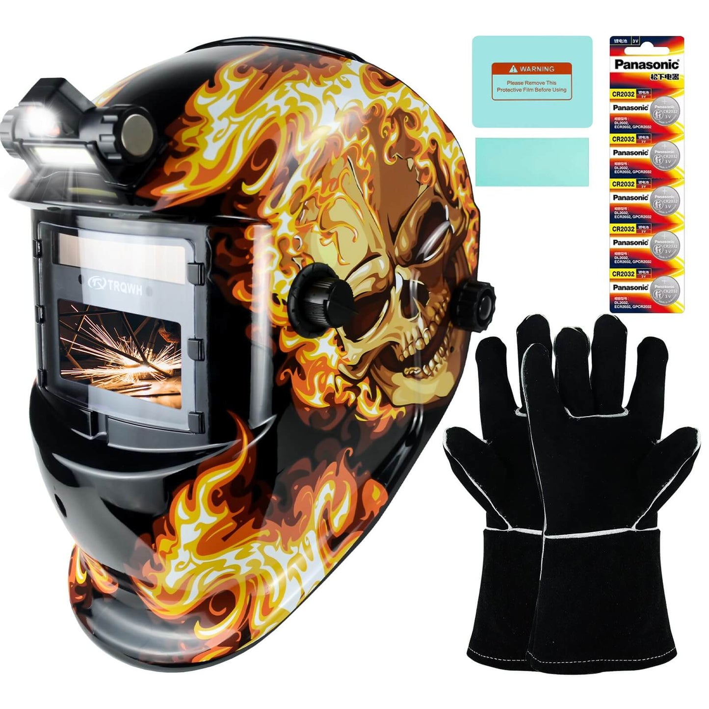 True Color Auto Darkening Welding Helmet & 3 Pcs 100% Cotton Welding Caps