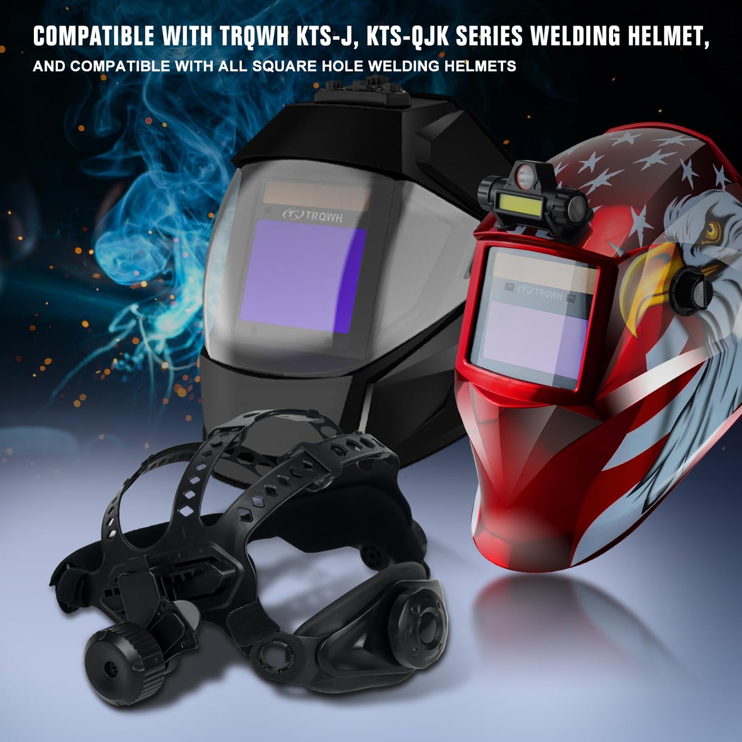 TRQWH Replacement Headgear for Welding Helmet - Square Hole Welding Hood Headgear Comfortable & Flexible Welding Helmet Headgear Welding Helmet Accessories