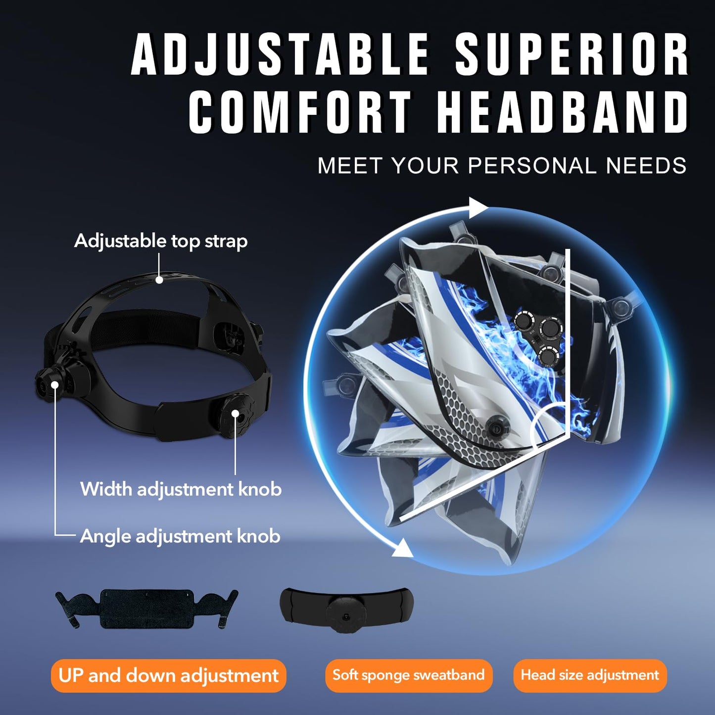 TRQWH Welding Helmet Auto Darkening Large Viewing True Color Solar Powered Welding Mask with 4 Arc Sensor Adjustable Wide Shade Range 4~5-8/9-13 Welder Mask with Grinding (TRQWH-LD09)