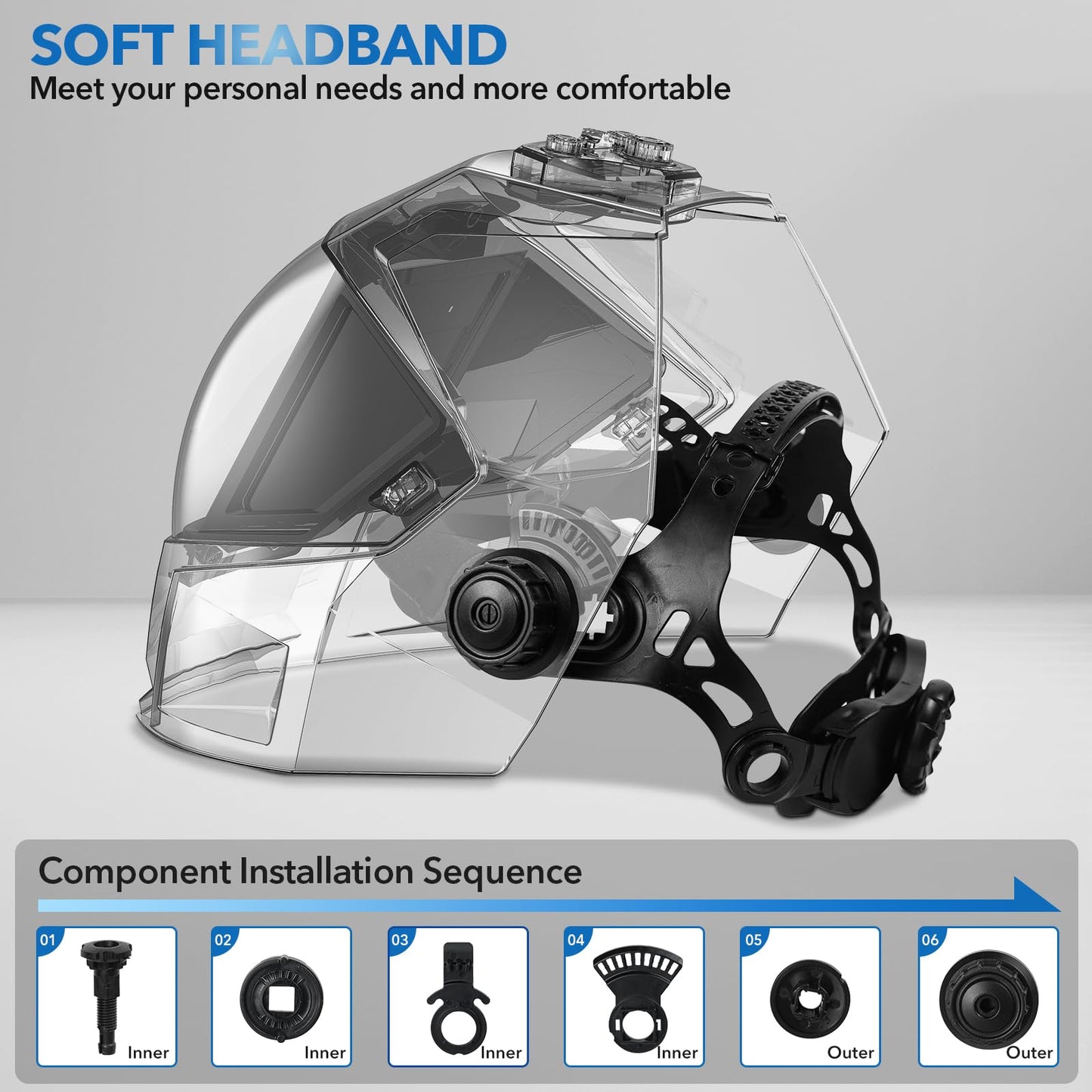 TRQWH Panoramic View Welding Helmet Auto Darkening Welding Hood True Color 4 Arc Sensor Welding Mask Large Viewing 3.94" x 3.15" Wide Shade 4/5-9/9-13 Weld Helmet for TIG MIG ARC Weld (TRQ-QJK04)