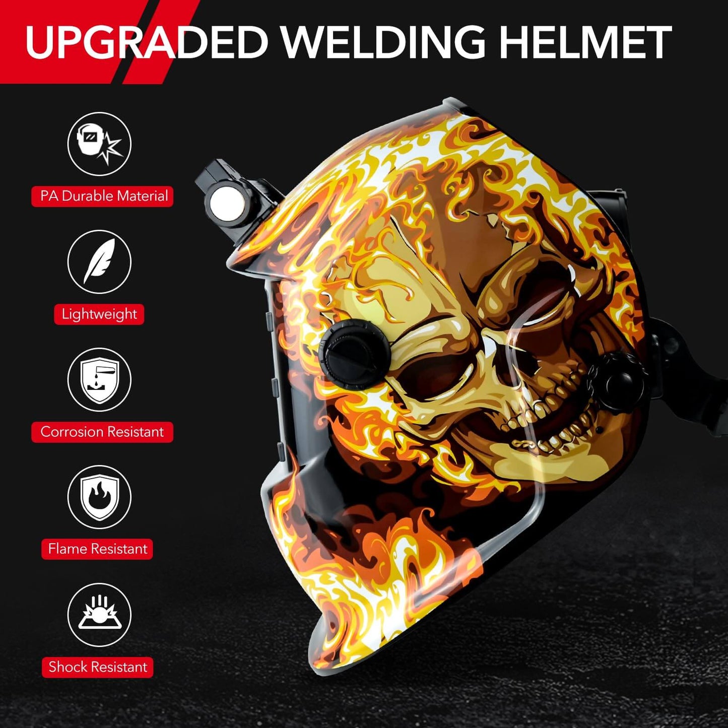 True Color Auto Darkening Welding Helmet & 3 Pcs 100% Cotton Welding Caps