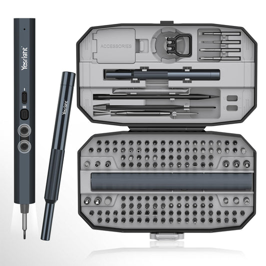 YesRight Mini Electric Screwdriver 155 in 1 Small Precision Screwdrivers Set Max 5 N.m Cordless Screwdriver with 3 Torque Settings 140 S2 Magnetic Bits, Repair Tool Set for Phone Computer Watch Drones