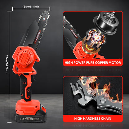 YesRight Mini Chainsaw Cordless Portable 6 Inch Handheld Chain Saw with Security Lock Small Electric Chainsaw with 2 Rechargeable Batteries for Wood Cutting Tree Trimming Gardening Camping