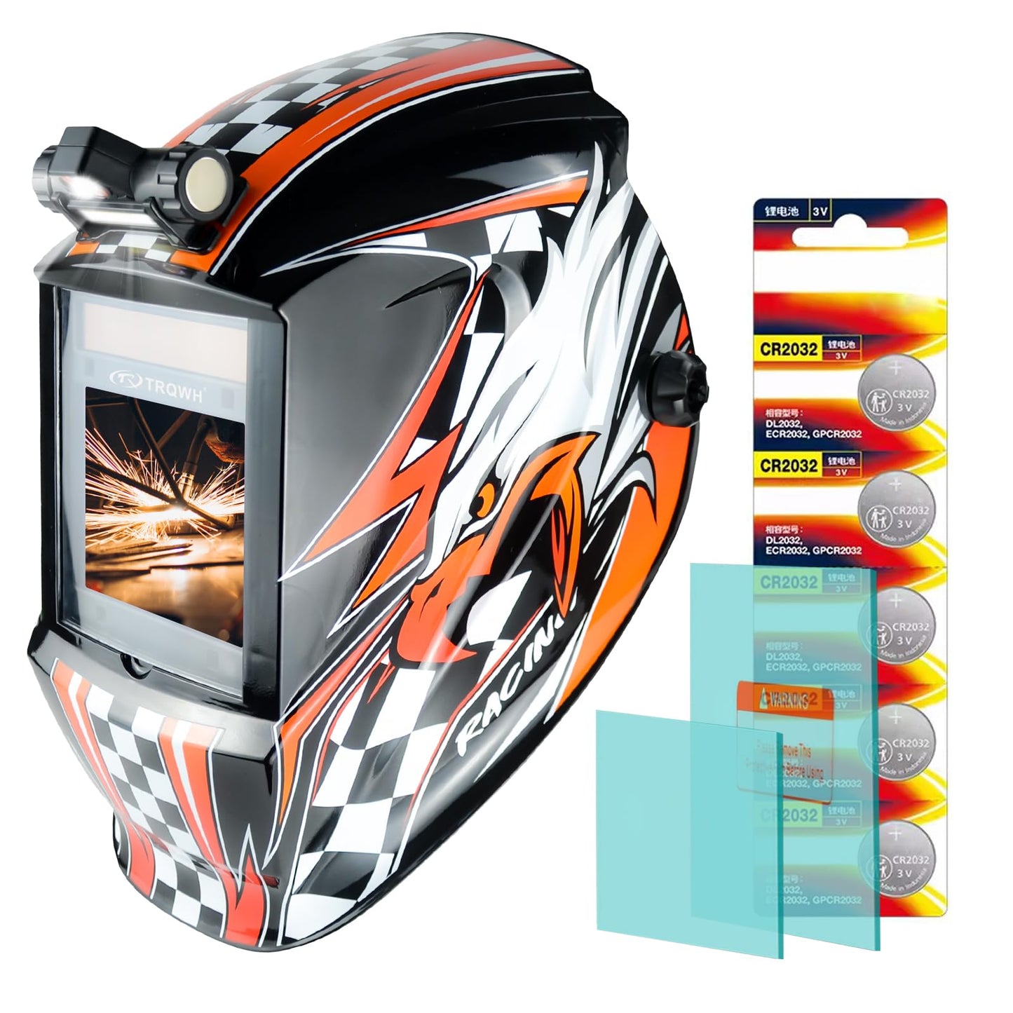TRQWH Welding Helmet Auto Darkening Large Viewing True Color Solar Powered Welding Hood with 4 Arc Sensor Adjustable Wide Shade Range 4~5-8/9-13 Welder Mask for TIG MIG ARC Weld (TRQWH-LE06)