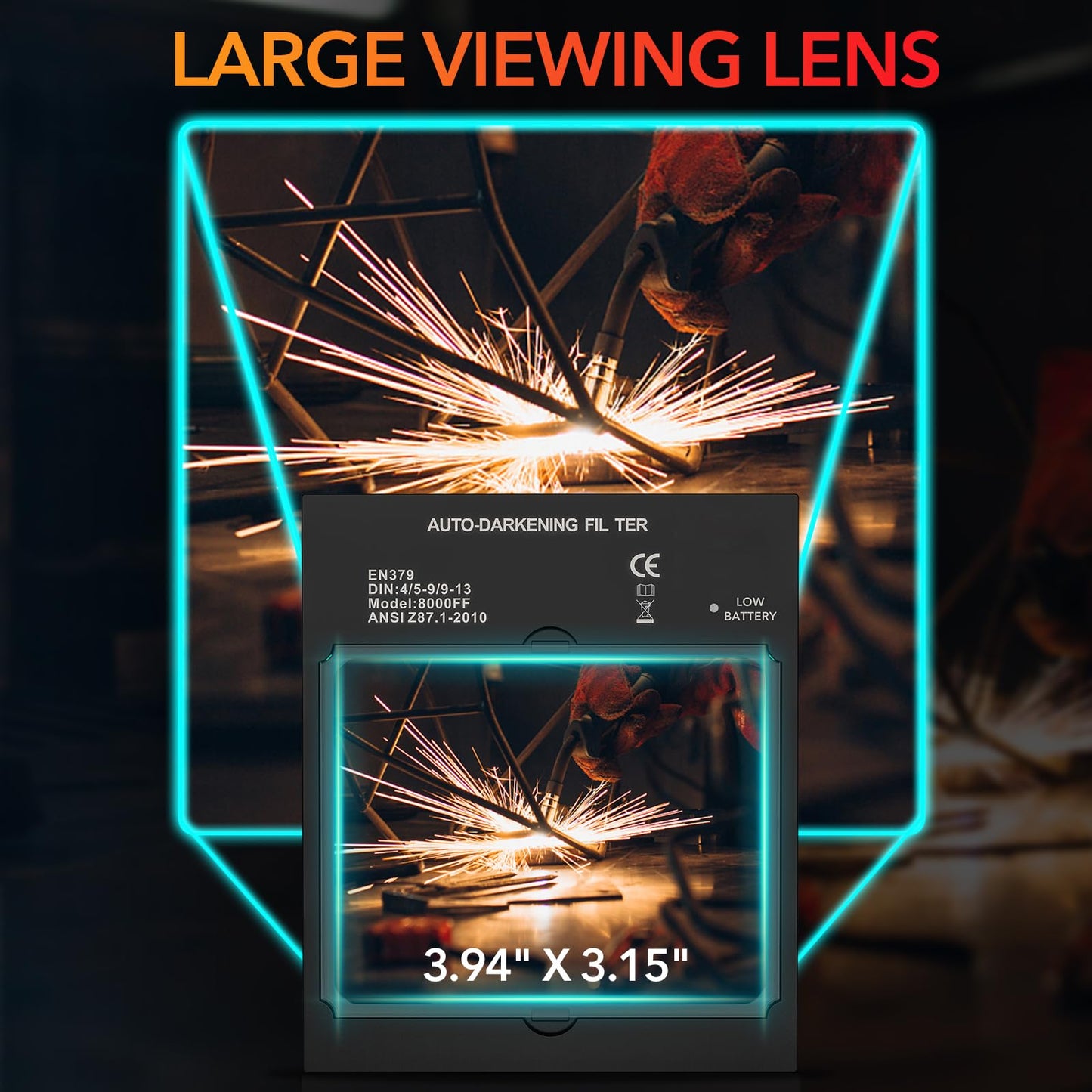 TRQWH Auto Darkening Welding Helmet Large Viewing True Color Solar Powered Welding Hood with 4 Arc Sensor Adjustable Wide Shade Range 4~5-8/9-13 Welder Mask for TIG MIG ARC Weld Plasma Cut Grinding