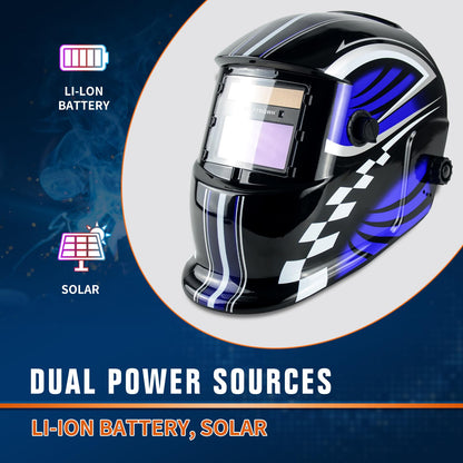 TRQWH Welding Hood Auto Darkening Welding Helmet with Light True Color 1/1/1/2 Top Optical Clarity Wide Shade 9-13 Welding Mask with Grinding Weld Helmet (TRQ-HD01)