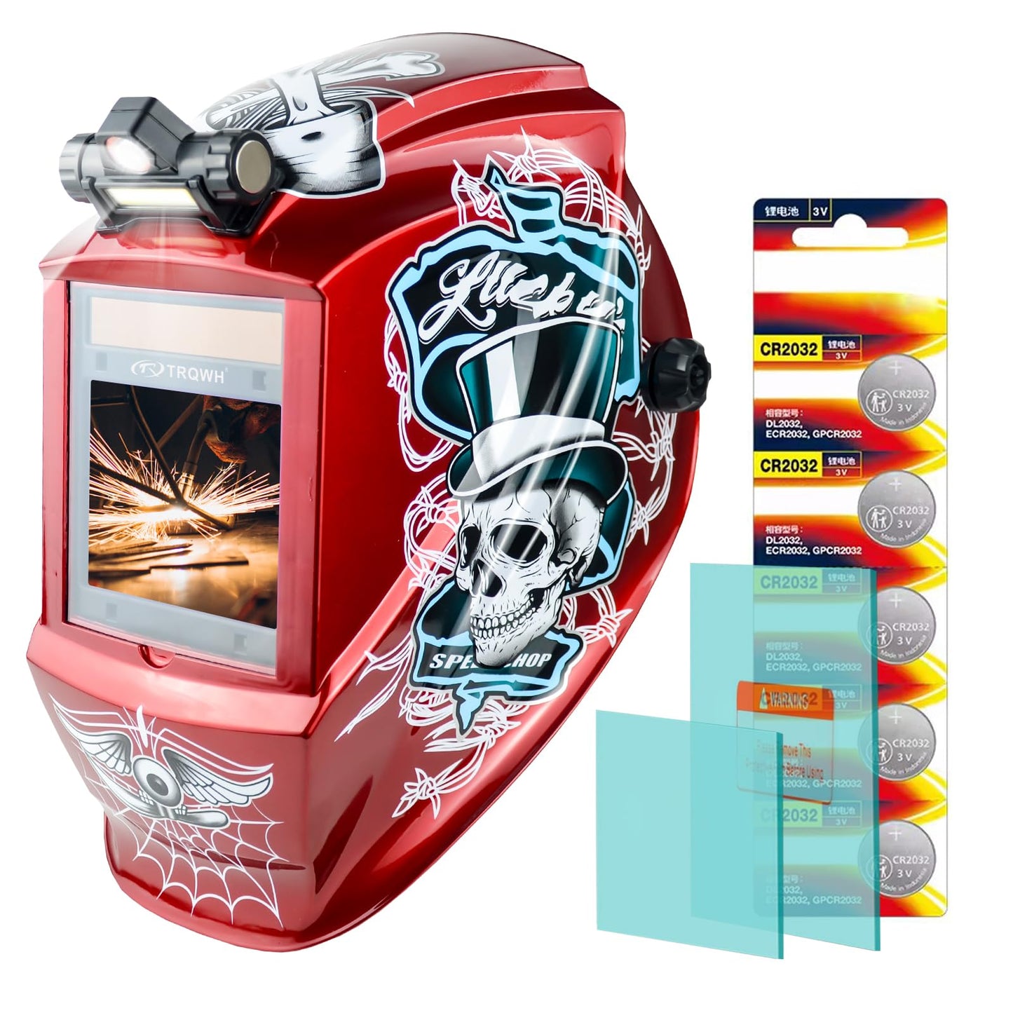 TRQWH Welding Helmet Auto Darkening Large Viewing True Color Solar Powered Welding Hood with 4 Arc Sensor Adjustable Wide Shade Range 4~5-8/9-13 Welder Mask for TIG MIG ARC Weld (TRQWH-LE03)