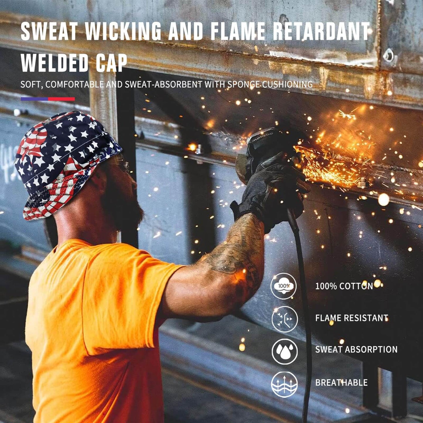 3 Pcs 100% Cotton Welding Caps